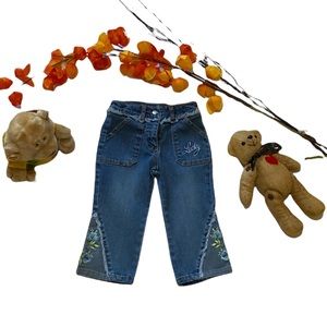 Lucky Brand Toddler Medium Wash Denim Blue Jeans with Embroidery Flowers Size 4T